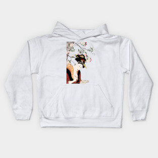 Japanese woodblock woman portrait woman writing Kids Hoodie