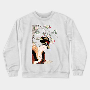 Japanese woodblock woman portrait woman writing Crewneck Sweatshirt