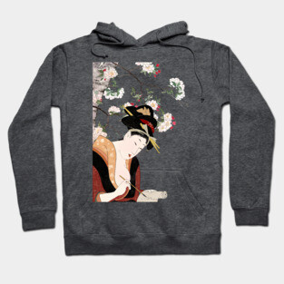 Japanese woodblock woman portrait woman writing Hoodie