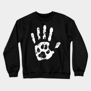 Pet Lovers Hand and Paw Print Paint Crewneck Sweatshirt