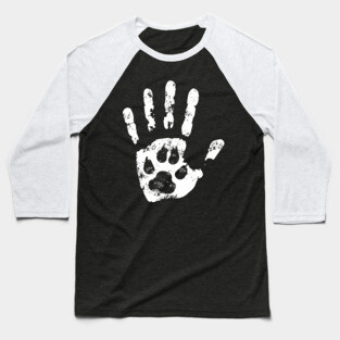Pet Lovers Hand and Paw Print Paint Baseball T-Shirt