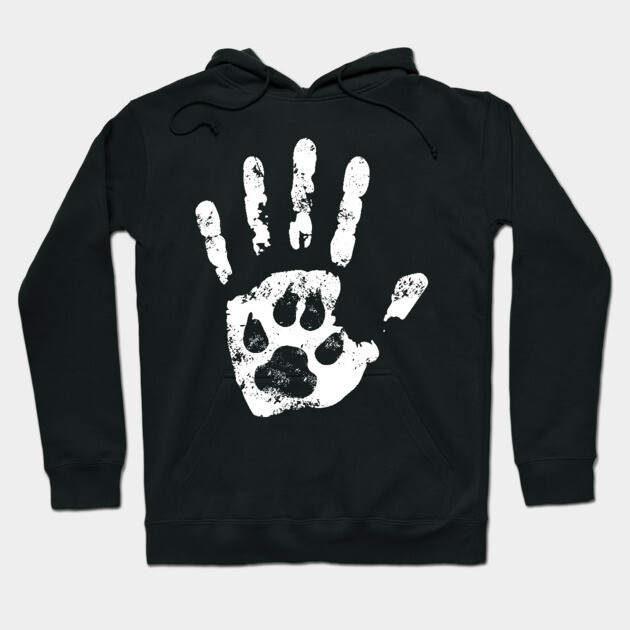 Pet Lovers Hand and Paw Print Paint Hoodie by polliadesign