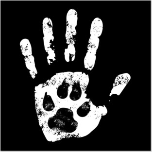 Pet Lovers Hand and Paw Print Paint Posters and Art