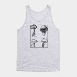 Botanical Mushrooms lineart Tank Top