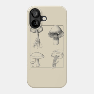 Botanical Mushrooms lineart Phone Case