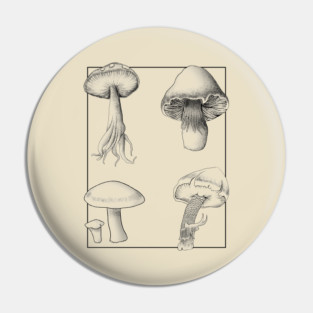 Botanical Mushrooms lineart Pin
