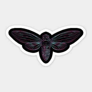 Cicada Vaporwave Aesthetic Style Line Art 2021 Reemergence print Sticker