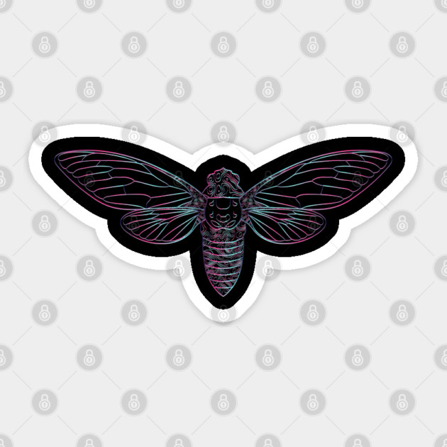 Cicada Vaporwave Aesthetic Style Line Art 2021 Reemergence print Sticker by creative
