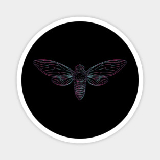 Cicada Vaporwave Aesthetic Style Line Art 2021 Reemergence print Magnet