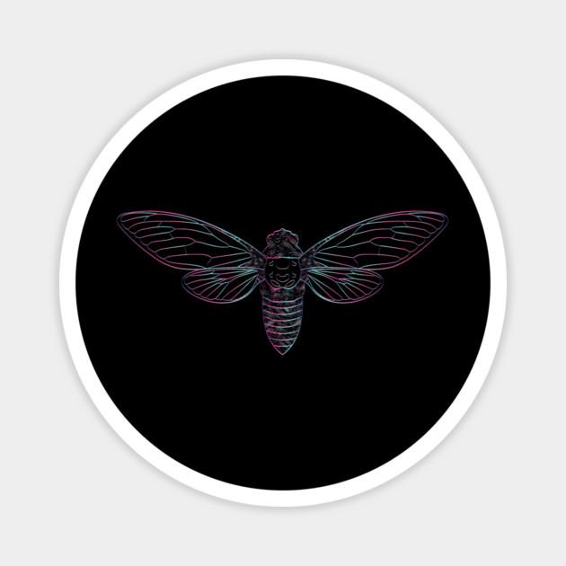 Cicada Vaporwave Aesthetic Style Line Art 2021 Reemergence print Magnet by creative