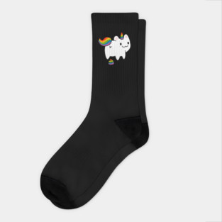 Caticorn Rainbow Flag Gay Pride & Poop Gay design Socks