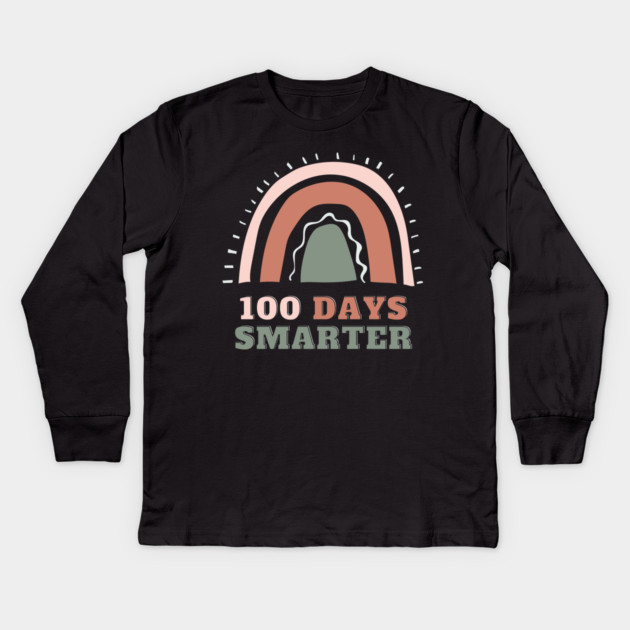 100 Days Smarter Kids Long Sleeve T-Shirt by Pixel Threads 