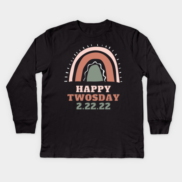 Happy Twosday 2.22.22 Kids Long Sleeve T-Shirt by Pixel Threads 