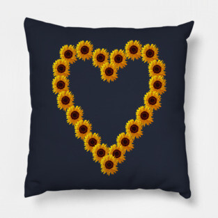 Floral Art Sunflower Valentines Day Heart Pillow