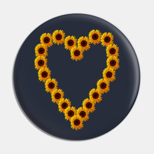 Floral Art Sunflower Valentines Day Heart Pin