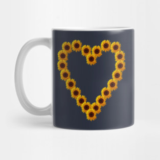 Floral Art Sunflower Valentines Day Heart Mug