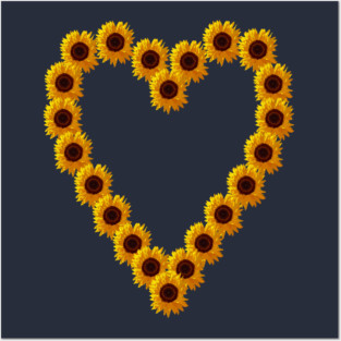 Floral Art Sunflower Valentines Day Heart Posters and Art