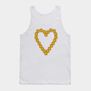 Floral Art Sunflower Line Drawing Valentines Day Heart Tank Top