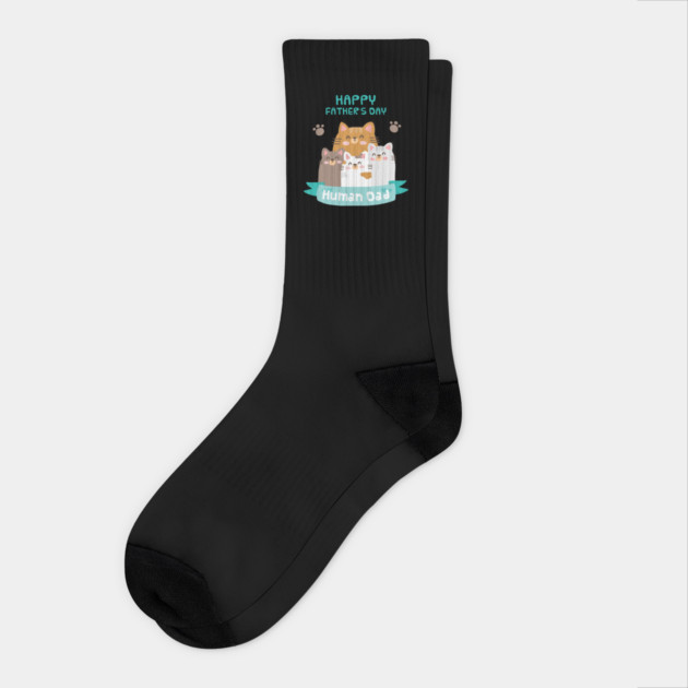 Happy Fathers Human Dad Cats Socks by creative