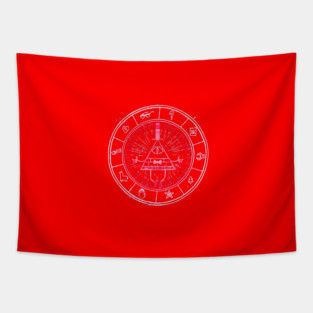 Bill Cipher Wheel RED ( Gravity Falls ) Tapestry