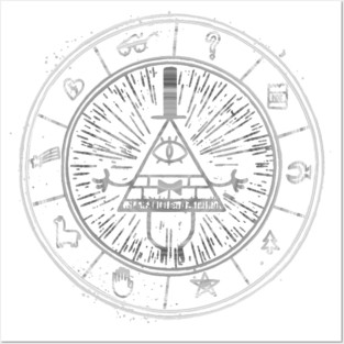 BILL CIPHER WHEEL BLack/White ( GRAVITY FALLS ) Posters and Art