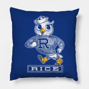 Vintage Rice Owl Mascot with Sweater and Cap Strutting Pillow