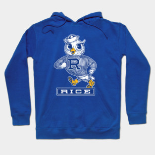 Vintage Rice Owl Mascot with Sweater and Cap Strutting Hoodie