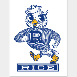 Vintage Rice Owl Mascot with Sweater and Cap Strutting Posters and Art