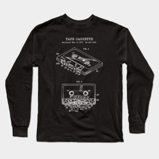Tape Cassette Patent White Long Sleeve T-Shirt