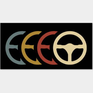 Retro Steering Wheel Design Posters and Art