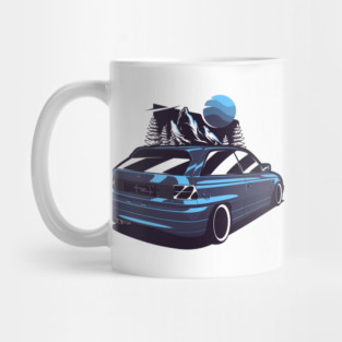 Blue Opel Astra GSI Mountains Mug