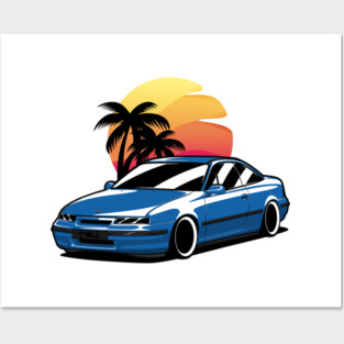Blue Opel Calibra Classic Coupe Posters and Art