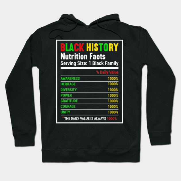 Black History Nutrition Facts Hoodie by UrbanLifeApparel
