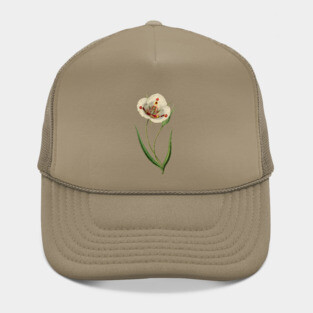 White botanical flower Hat