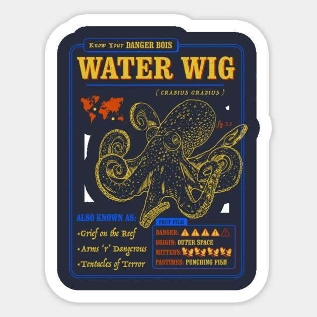 Funny Octopus Fact File - Water Wig Sticker by dumbshirts