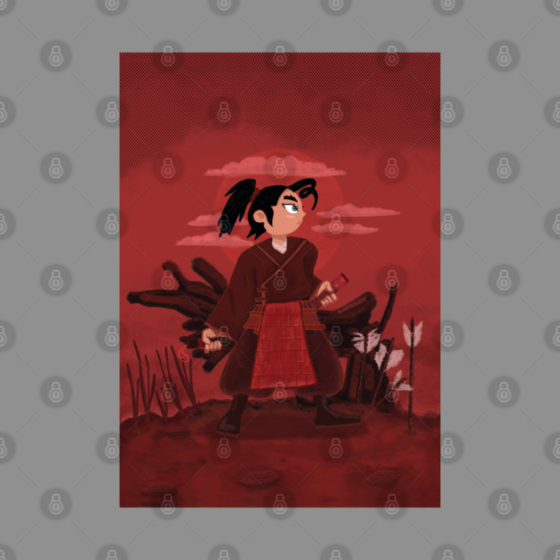 FEMALE SAMURAI IN RED DIGITAL PAINTING by droidmonkey