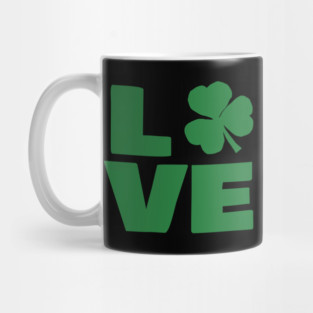 Love Shamrock Typography Green for St Patricks Day Mug