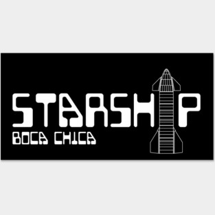 Starship Boca Chica Texas Retro Style Illustration Posters and Art