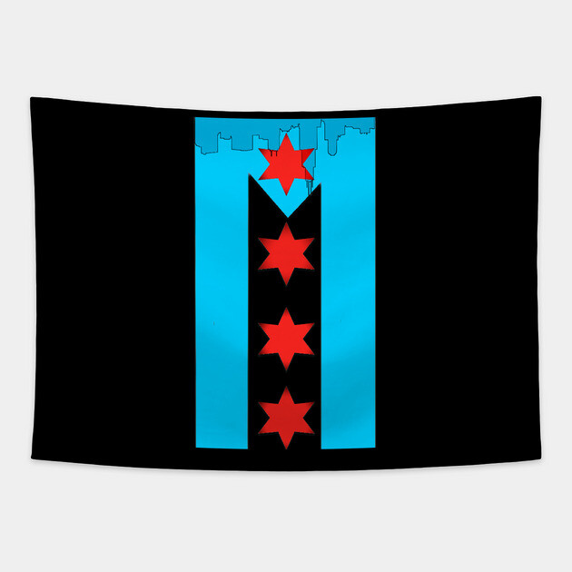 Chicago Flag + Puerto Rican Flag Tapestry by GdotArroyo