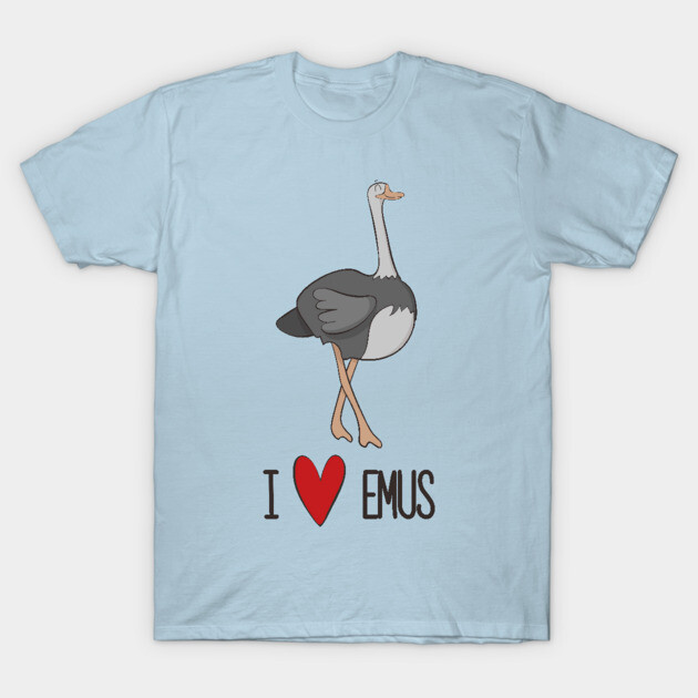 I Love Emus Cute Emu Love Heart Design Emu T-Shirt TeePublic
