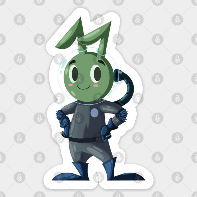 AN ALIEN RABBIT ASTRONAUT CARTOON CHARACTER Sticker by droidmonkey