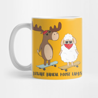 Beware Radical Moose Lambs Funny Moose Lamb Pun Design Mug