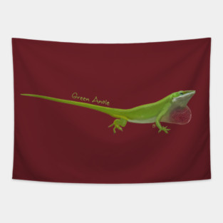 Green Anole lizard - Dewlap Action! Tapestry