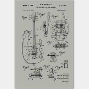 Bass Guitar Patent Blueprint 1966 Posters and Art