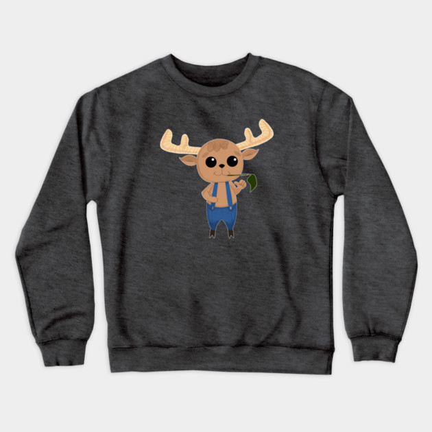 MOOSY THE CUTE LITTLE MOOSE Crewneck Sweatshirt by droidmonkey