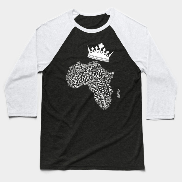 Black History, Africa Map, Colors, African American, light Baseball T-Shirt by UrbanLifeApparel