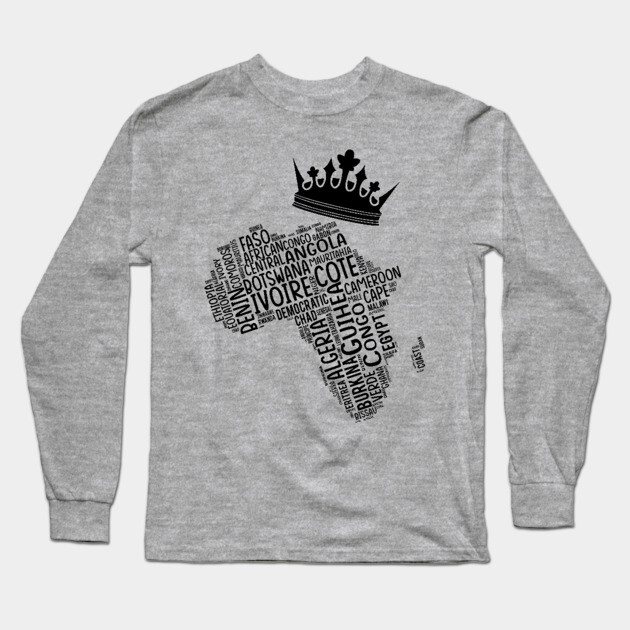 Black History, Africa Map, Colors, African American, Black Long Sleeve T-Shirt by UrbanLifeApparel