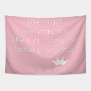 She is me - white font Tapestry