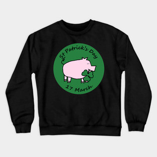 Pig with Shamrock St Patricks Day Crewneck Sweatshirt