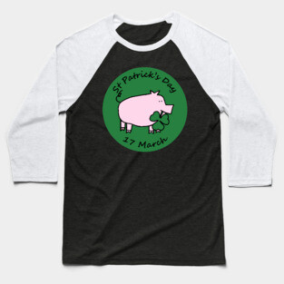 Pig with Shamrock St Patricks Day Baseball T-Shirt